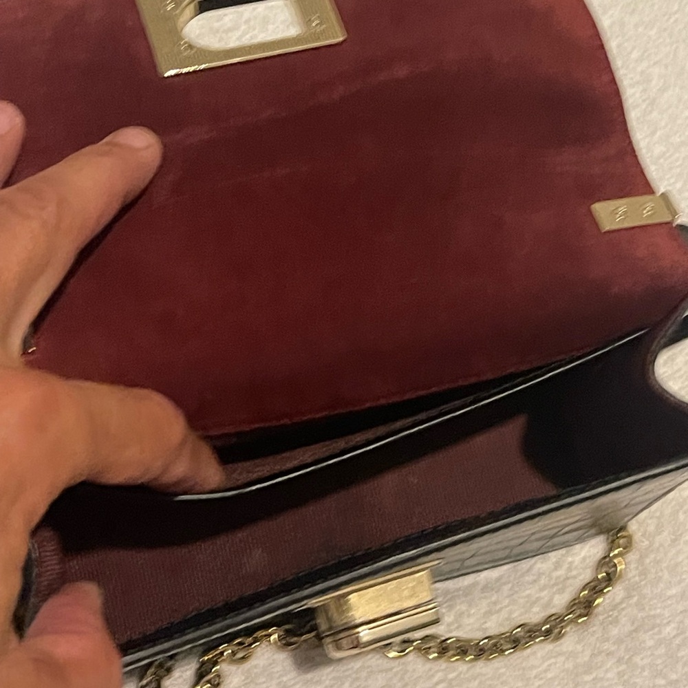 Furla Luxury Black With Polished Brass Mini Bag with Chain Strap - Picture 5 of 8